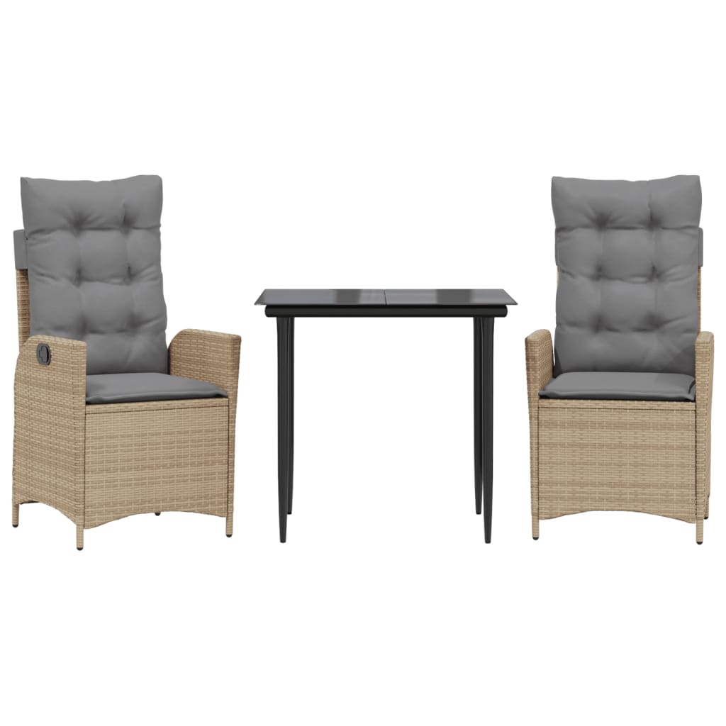 Spisebordssæt Til Haven 5 Dele Med Hynder Polyrattan Beige