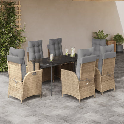 Spisebordssæt Til Haven 5 Dele Med Hynder Polyrattan Beige
