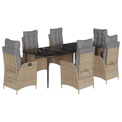 Spisebordssæt Til Haven 5 Dele Med Hynder Polyrattan Beige