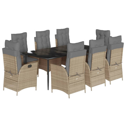 Spisebordssæt Til Haven 5 Dele Med Hynder Polyrattan Beige
