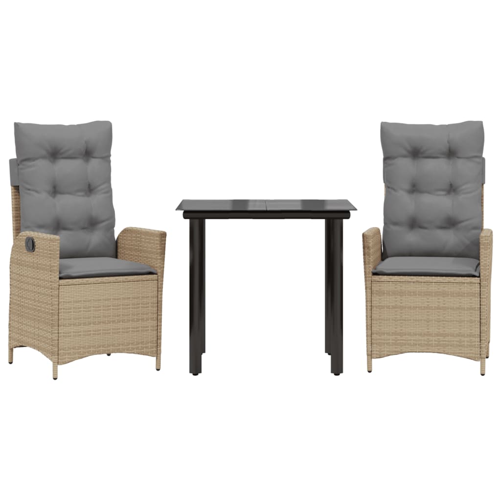 Spisebordssæt Til Haven 7 Dele Med Hynder Polyrattan Beige