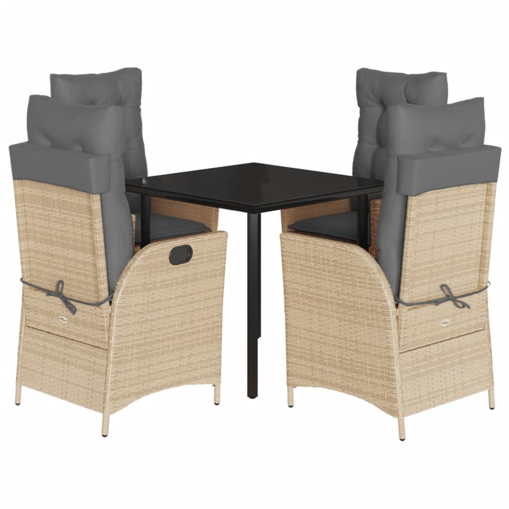 Spisebordssæt Til Haven 7 Dele Med Hynder Polyrattan Beige