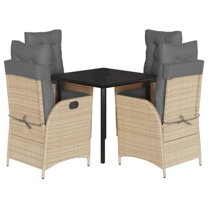 Spisebordssæt Til Haven 7 Dele Med Hynder Polyrattan Beige