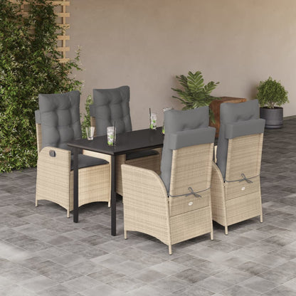 Spisebordssæt Til Haven 7 Dele Med Hynder Polyrattan Beige
