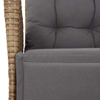 Spisebordssæt Til Haven 7 Dele Med Hynder Polyrattan Beige