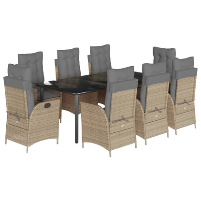 Spisebordssæt Til Haven 7 Dele Med Hynder Polyrattan Beige