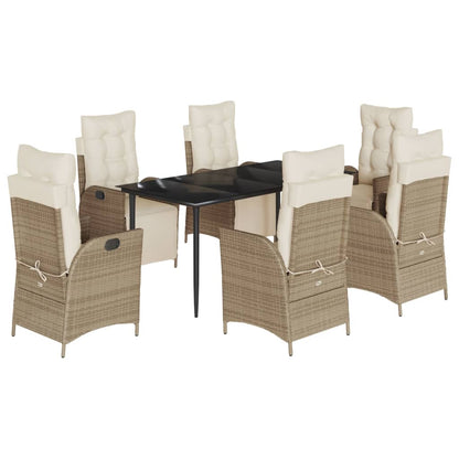 Spisebordssæt Til Haven 5 Dele Med Hynder Polyrattan Beige
