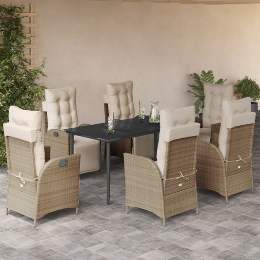 Spisebordssæt Til Haven 5 Dele Med Hynder Polyrattan Beige