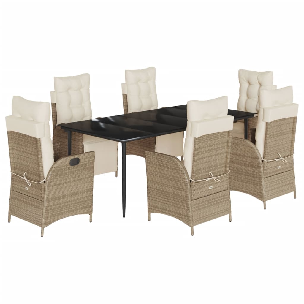 Spisebordssæt Til Haven 5 Dele Med Hynder Polyrattan Beige