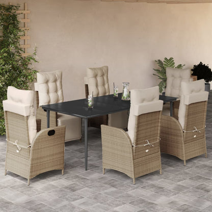 Spisebordssæt Til Haven 5 Dele Med Hynder Polyrattan Beige