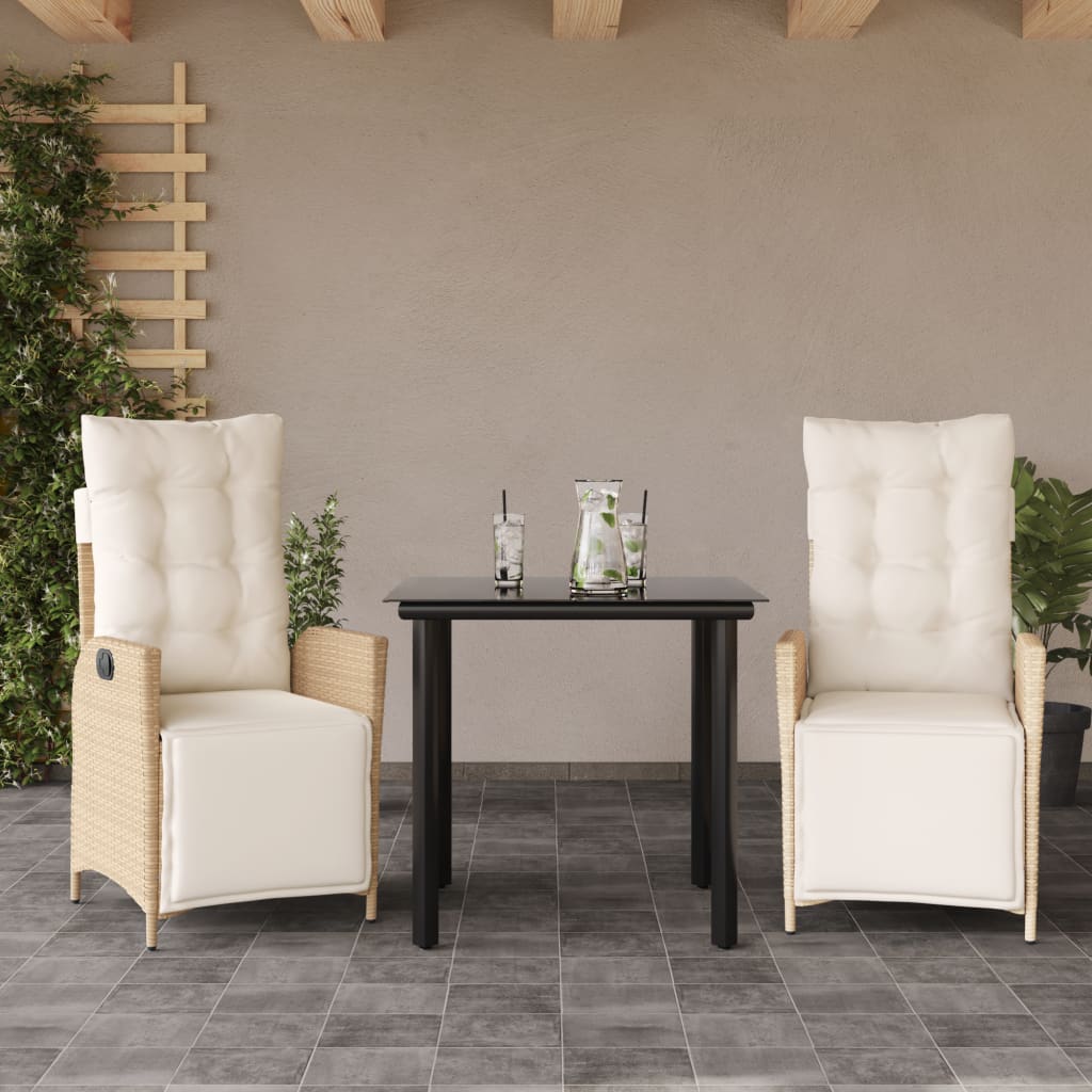 Spisebordssæt Til Haven 5 Dele Med Hynder Polyrattan Beige