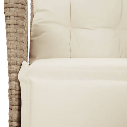 Spisebordssæt Til Haven 5 Dele Med Hynder Polyrattan Beige
