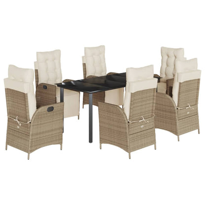 Spisebordssæt Til Haven 5 Dele Med Hynder Polyrattan Beige