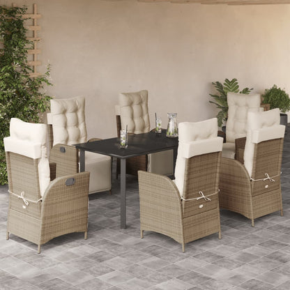 Spisebordssæt Til Haven 5 Dele Med Hynder Polyrattan Beige