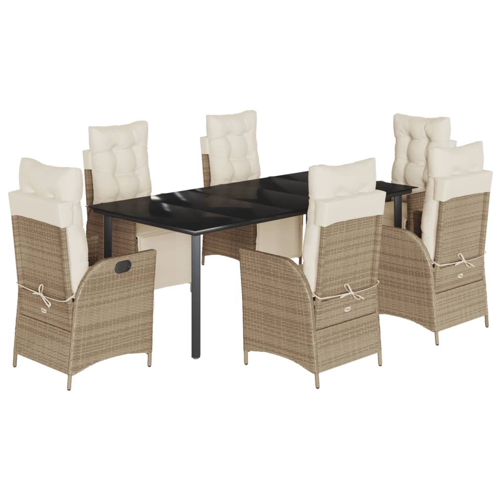 Spisebordssæt Til Haven 5 Dele Med Hynder Polyrattan Beige