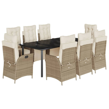 Spisebordssæt Til Haven 5 Dele Med Hynder Polyrattan Beige