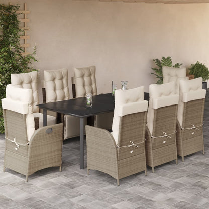 Spisebordssæt Til Haven 5 Dele Med Hynder Polyrattan Beige