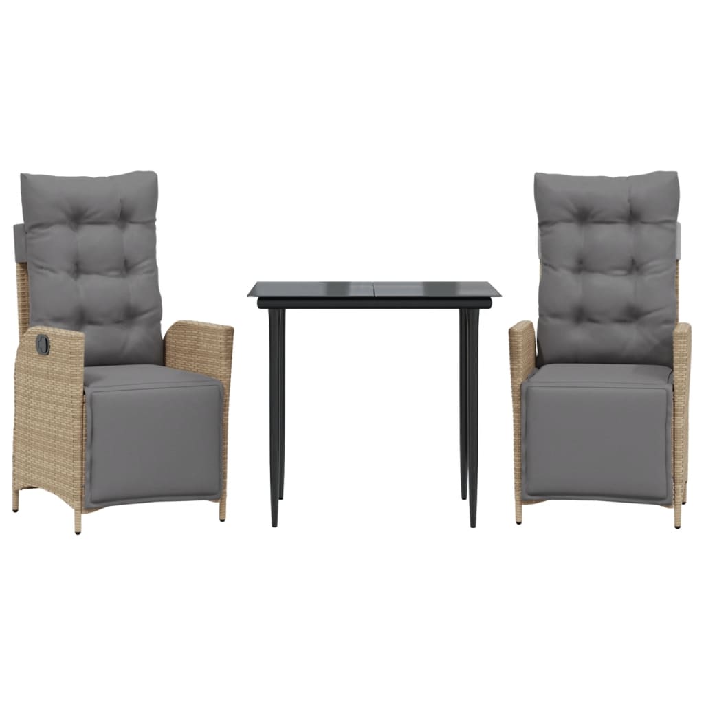 Spisebordssæt Til Haven 7 Dele Med Hynder Polyrattan Beige