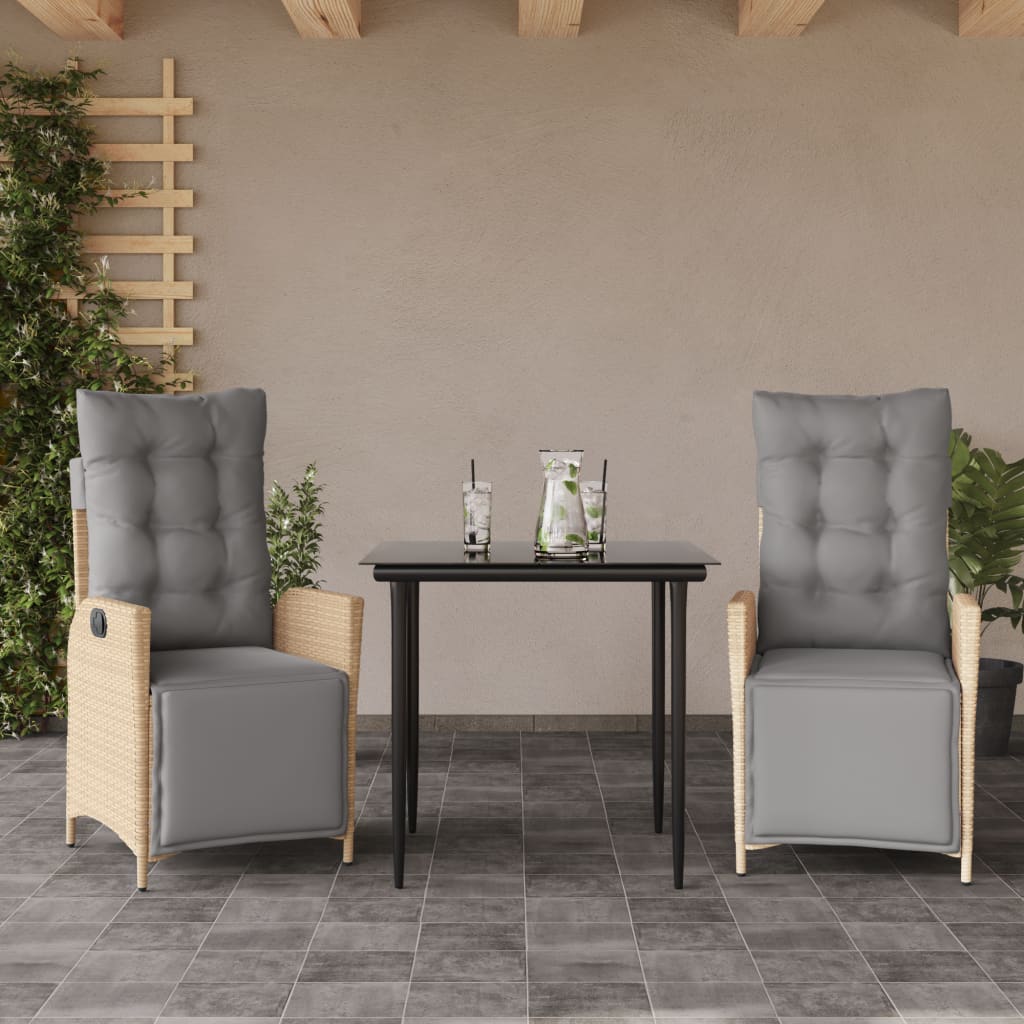 Spisebordssæt Til Haven 7 Dele Med Hynder Polyrattan Beige