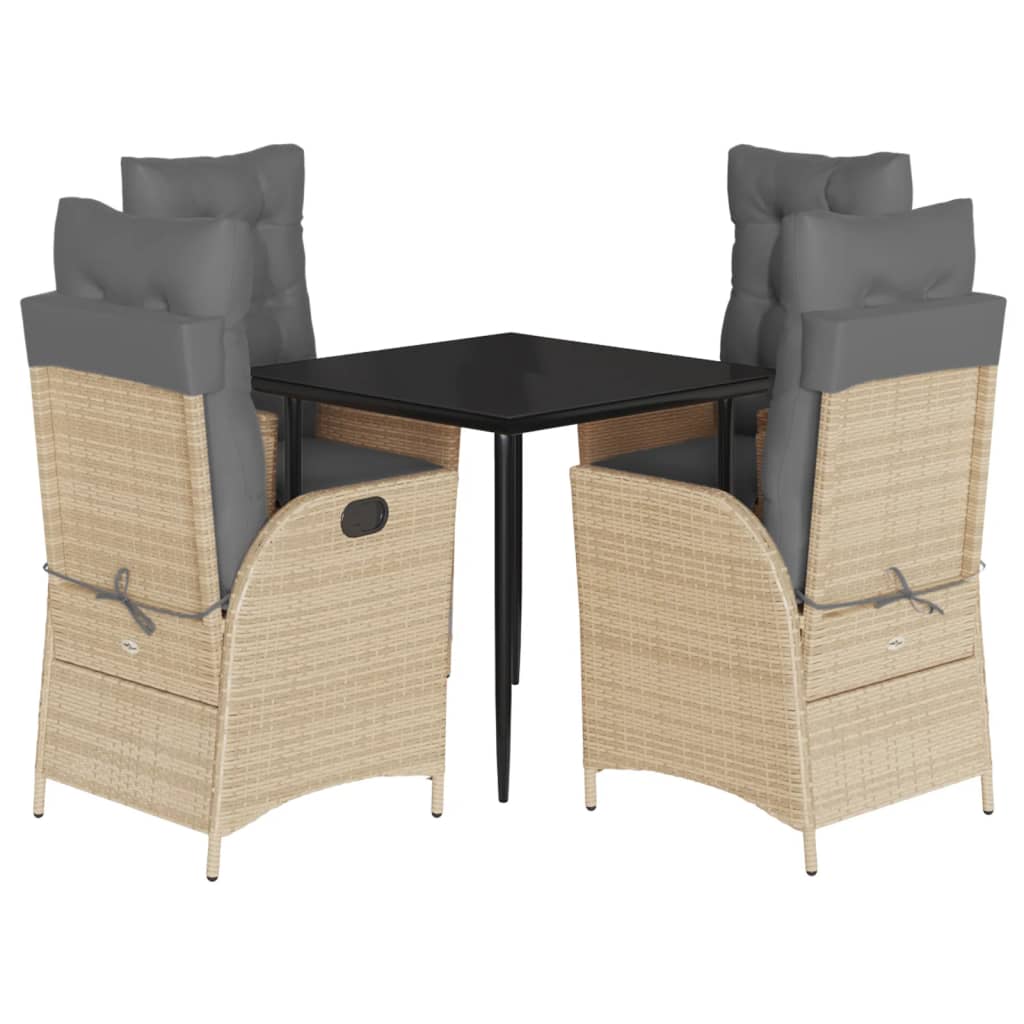 Spisebordssæt Til Haven 7 Dele Med Hynder Polyrattan Beige