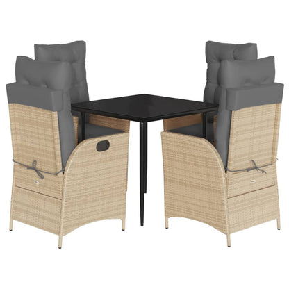 Spisebordssæt Til Haven 7 Dele Med Hynder Polyrattan Beige