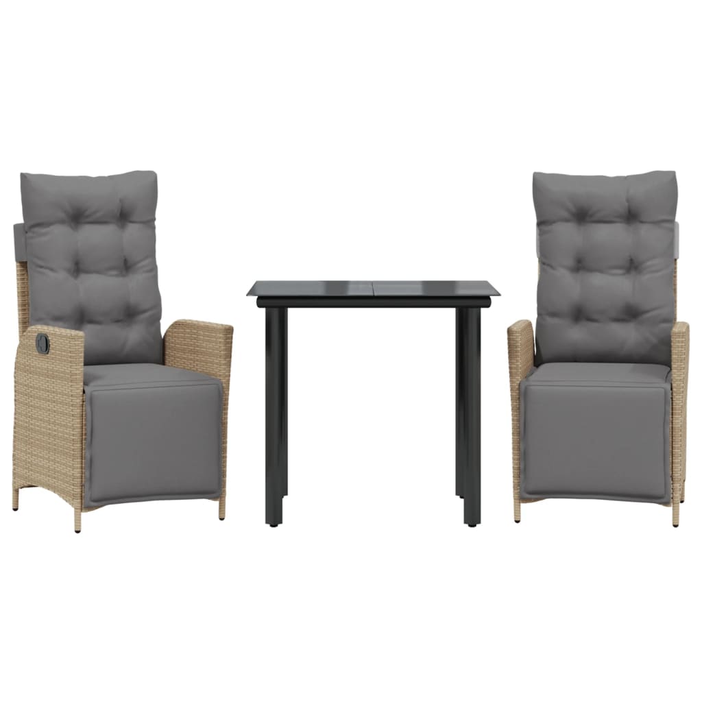 Spisebordssæt Til Haven 7 Dele Med Hynder Polyrattan Beige