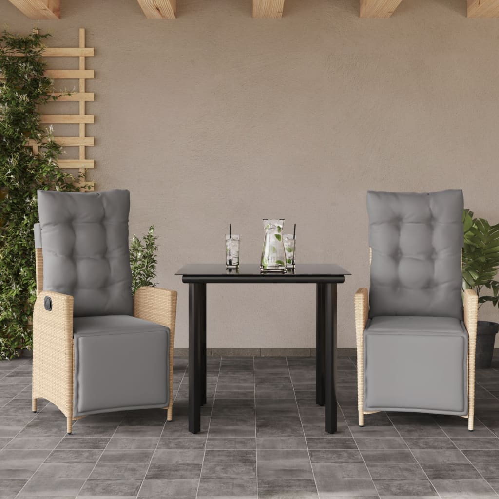 Spisebordssæt Til Haven 7 Dele Med Hynder Polyrattan Beige