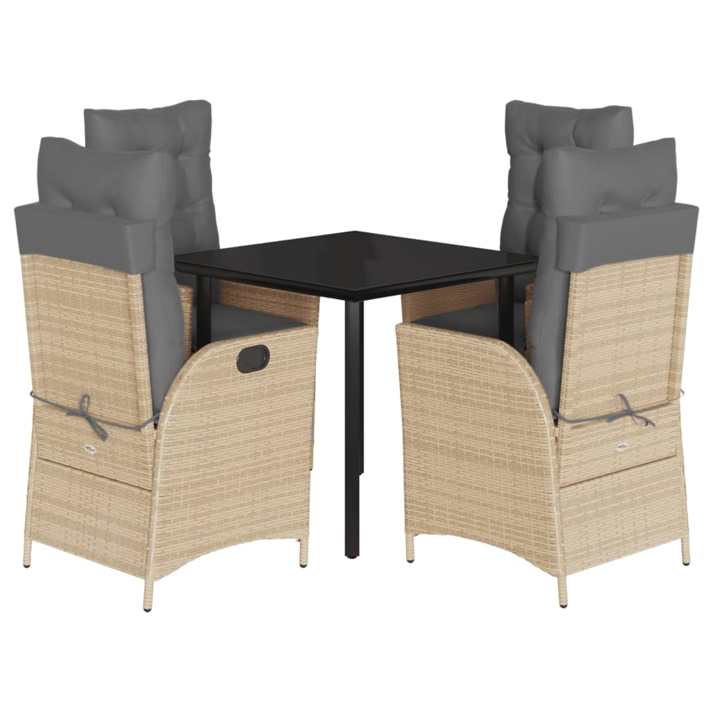 Spisebordssæt Til Haven 7 Dele Med Hynder Polyrattan Beige