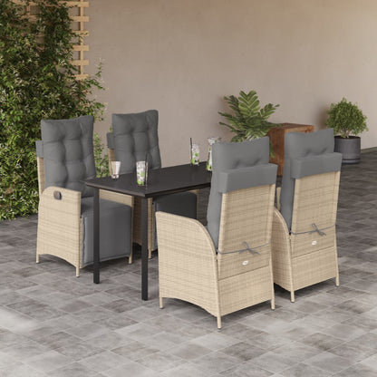Spisebordssæt Til Haven 7 Dele Med Hynder Polyrattan Beige