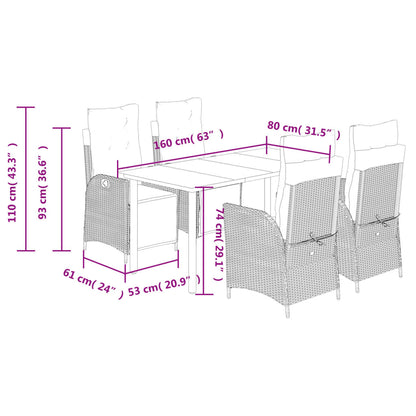 Spisebordssæt Til Haven 7 Dele Med Hynder Polyrattan Beige