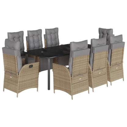 Spisebordssæt Til Haven 7 Dele Med Hynder Polyrattan Beige