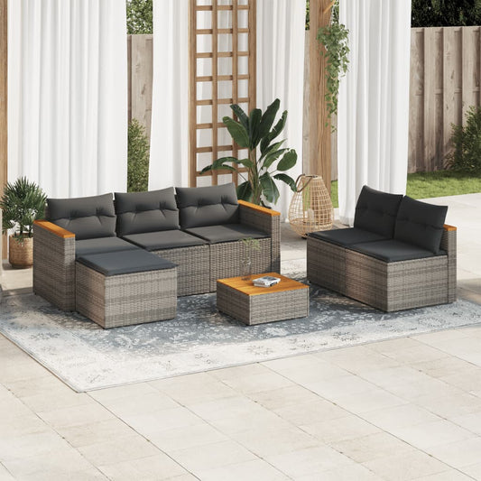 Sofasæt 5 Dele Med Hynder Polyrattan Akacietræ