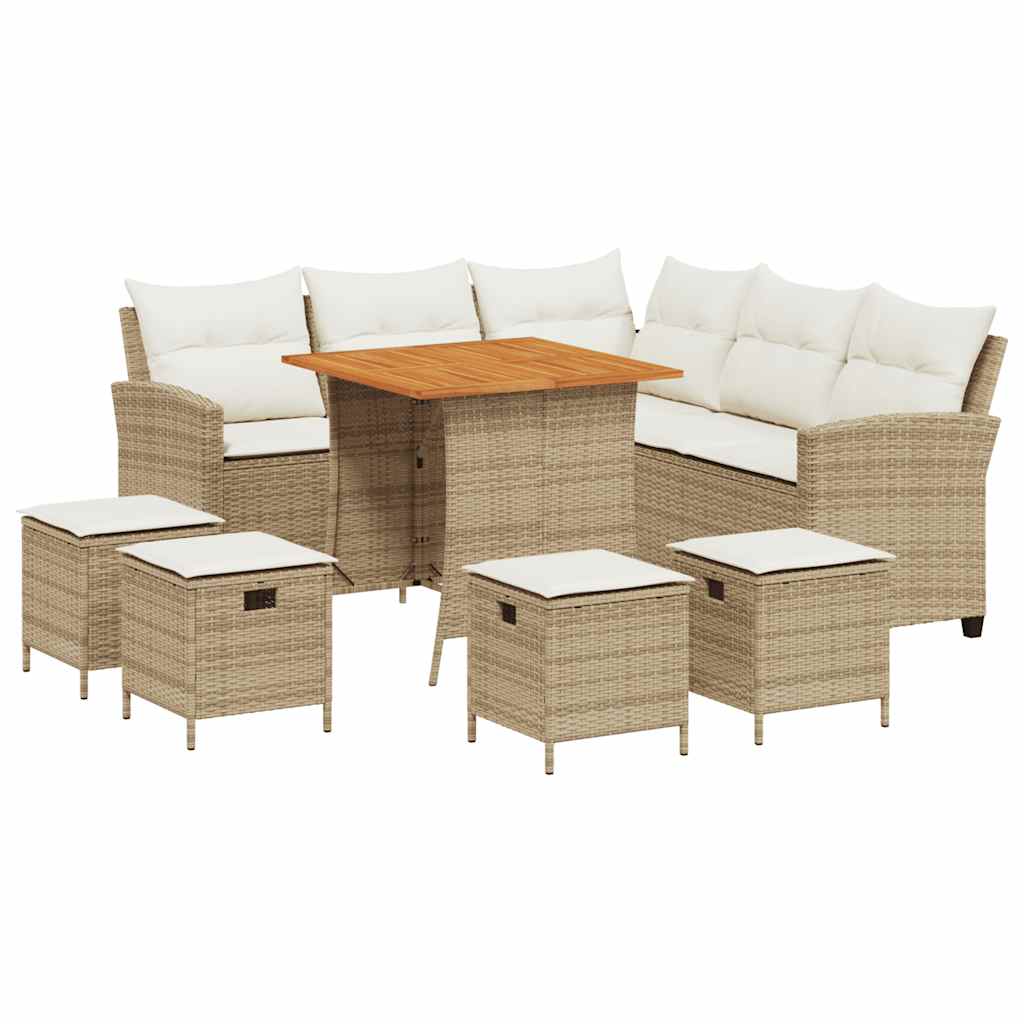 Sofasæt Til Haven 6 Dele Med Hynder L-formet Polyrattan - Billede 2