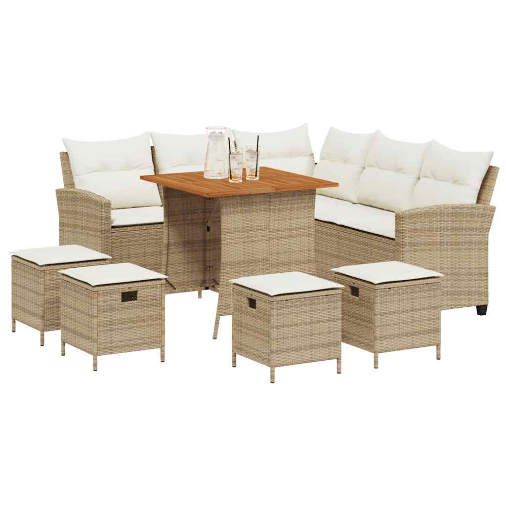 Sofasæt Til Haven 6 Dele Med Hynder L-formet Polyrattan - Billede 3