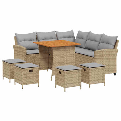 L-Formet Loungesæt Med Fodskammel Og Bord I Polyrattan