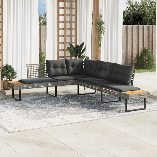 L-Formet Havesofa Med Hynder Polyrattan Og Akacietræ