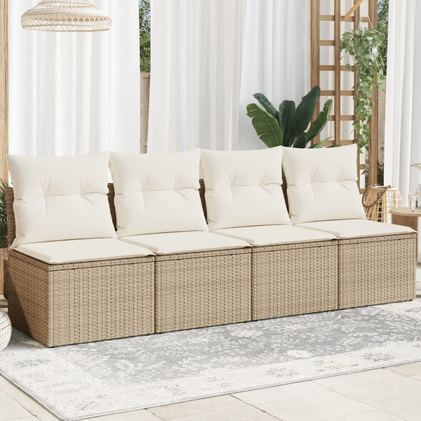 Havesofa Med Hynder Polyrattan Beige