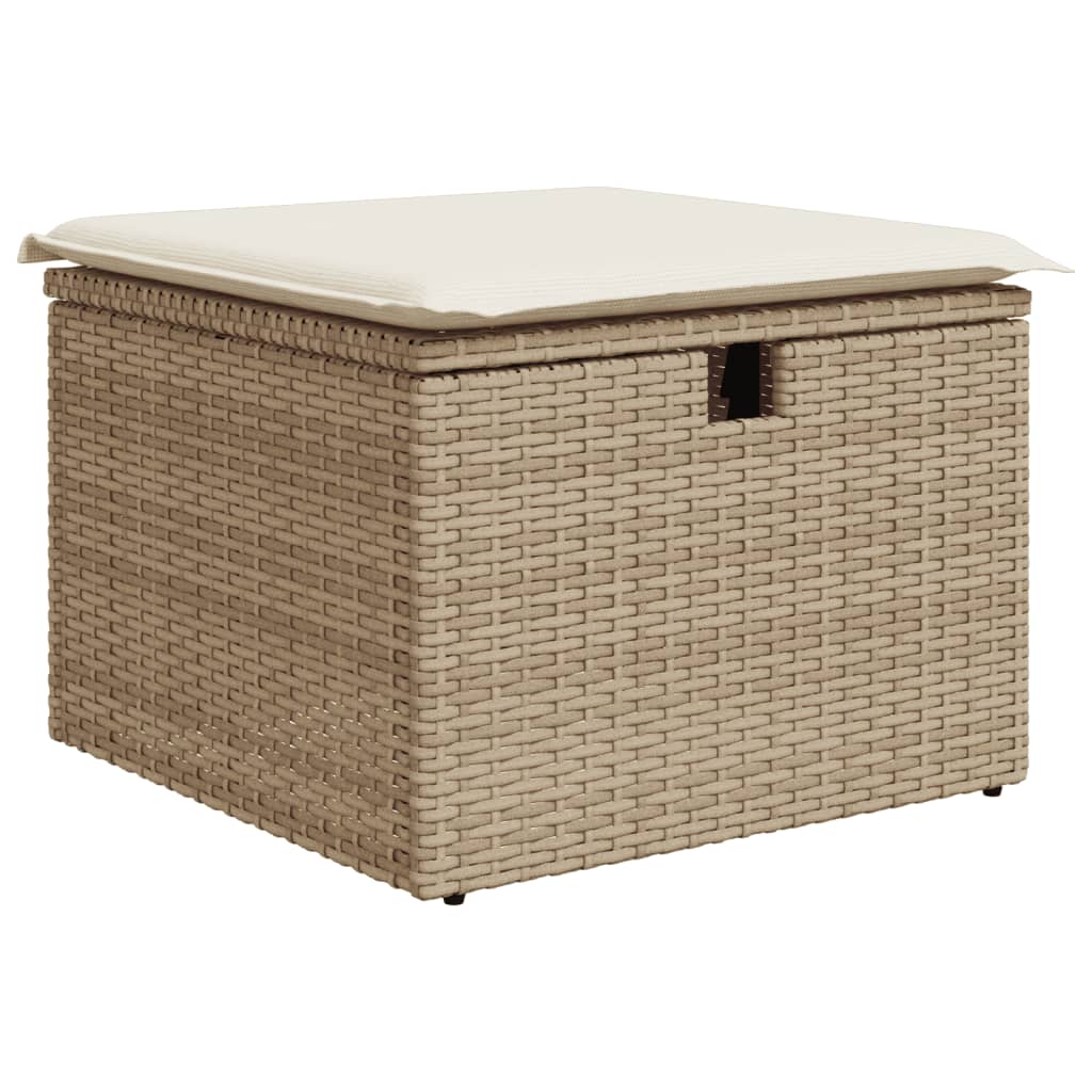 Haveskammel Med Hynde 55x55x37 Cm Polyrattan - Billede 2