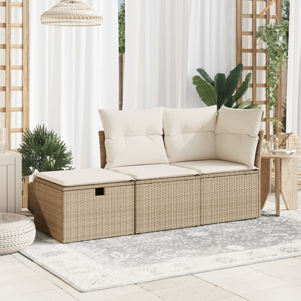 Haveskammel Med Hynde 55x55x37 Cm Polyrattan - Billede 3