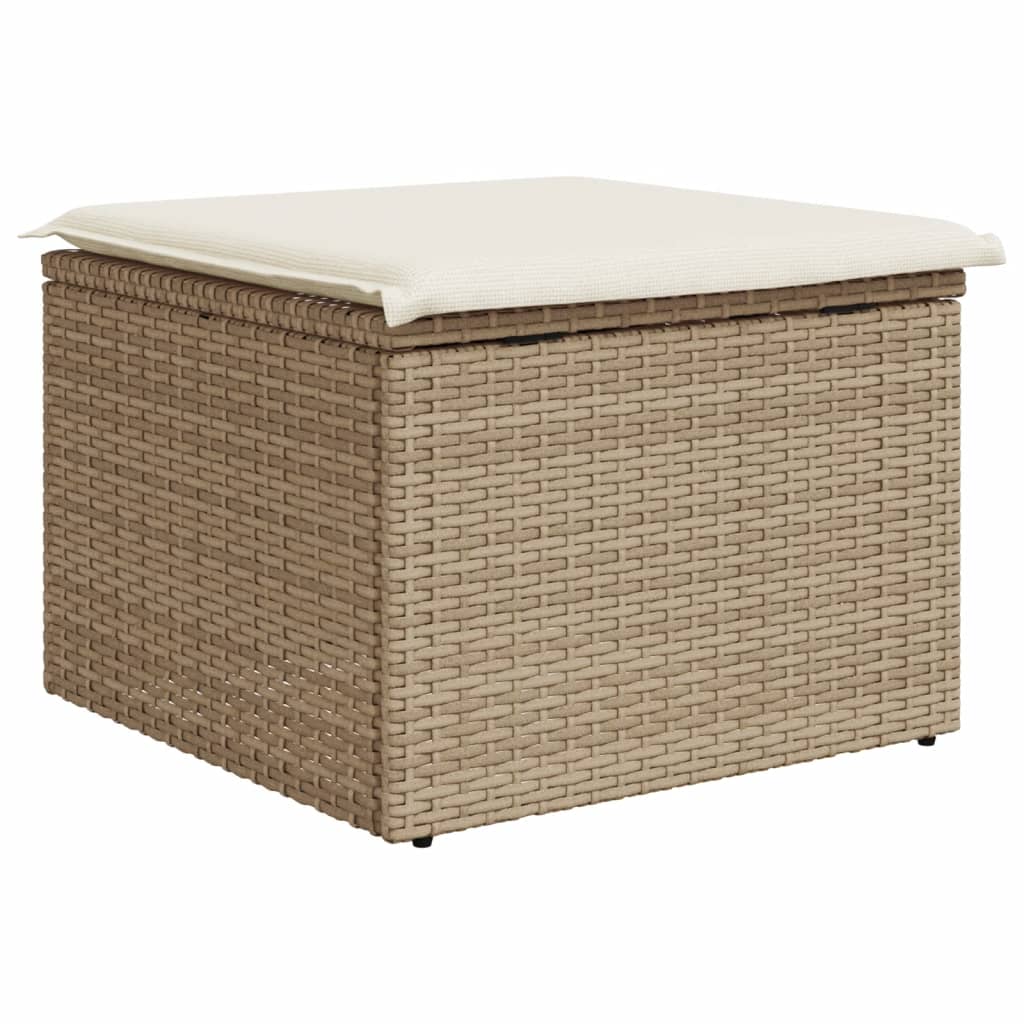 Haveskammel Med Hynde 55x55x37 Cm Polyrattan - Billede 6