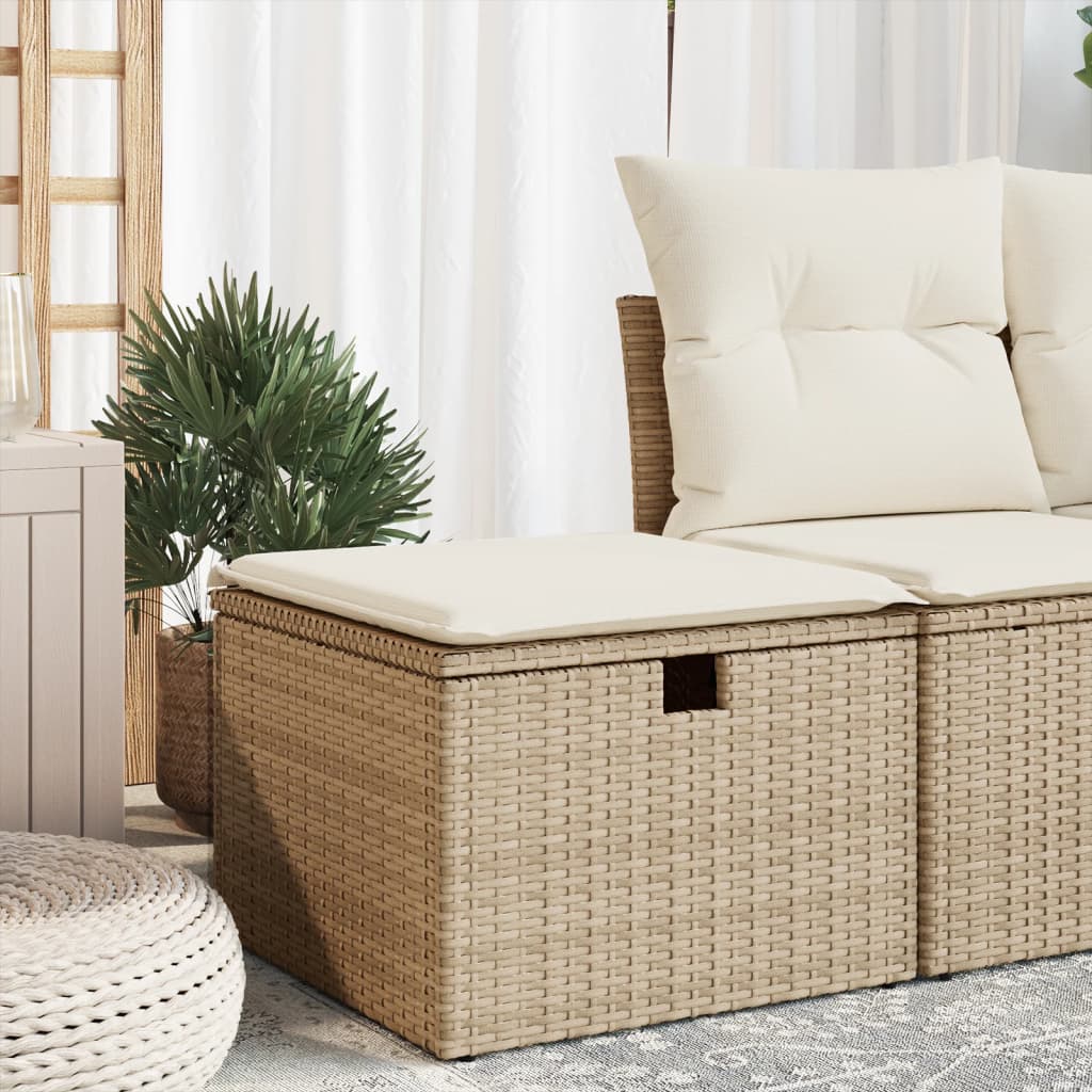 Haveskammel Med Hynde 55x55x37 Cm Polyrattan - Hovedbillede