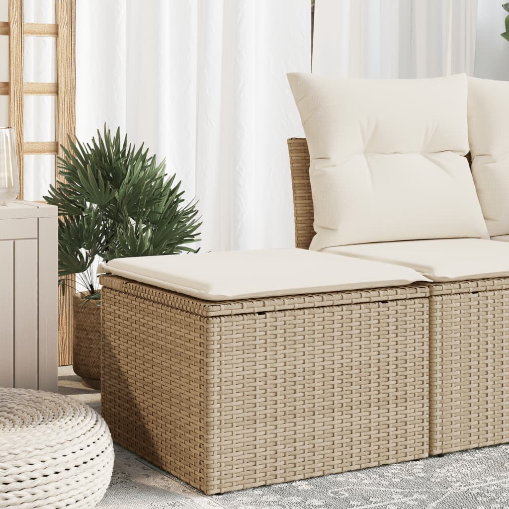 Haveskammel Med Hynde 55x55x37 Cm Polyrattan - Variant 366057