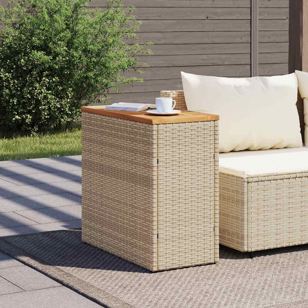 Havebord Med Trætop 58X27,5X55 Cm Polyrattan