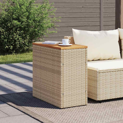 Havebord Med Trætop 58X27,5X55 Cm Polyrattan