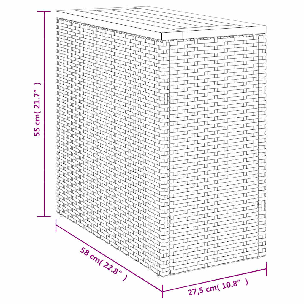Havebord Med Trætop 58X27,5X55 Cm Polyrattan