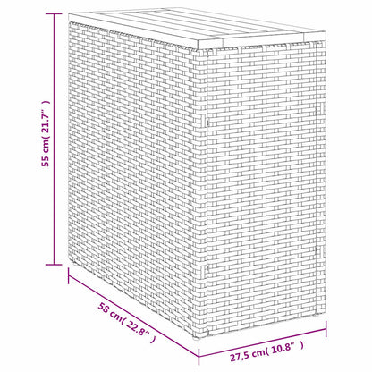 Havebord Med Trætop 58X27,5X55 Cm Polyrattan