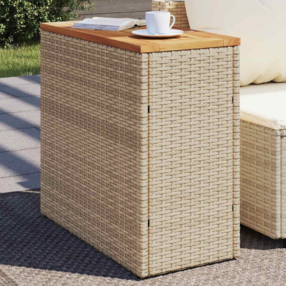 Havebord Med Trætop 58X27,5X55 Cm Polyrattan