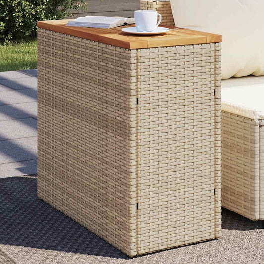 Havebord Med Trætop 58X27,5X55 Cm Polyrattan