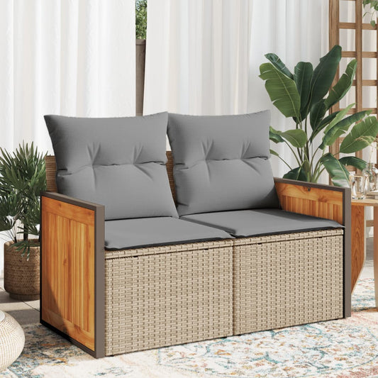 2-Personers Havesofa Med Hynder Polyrattan Beige