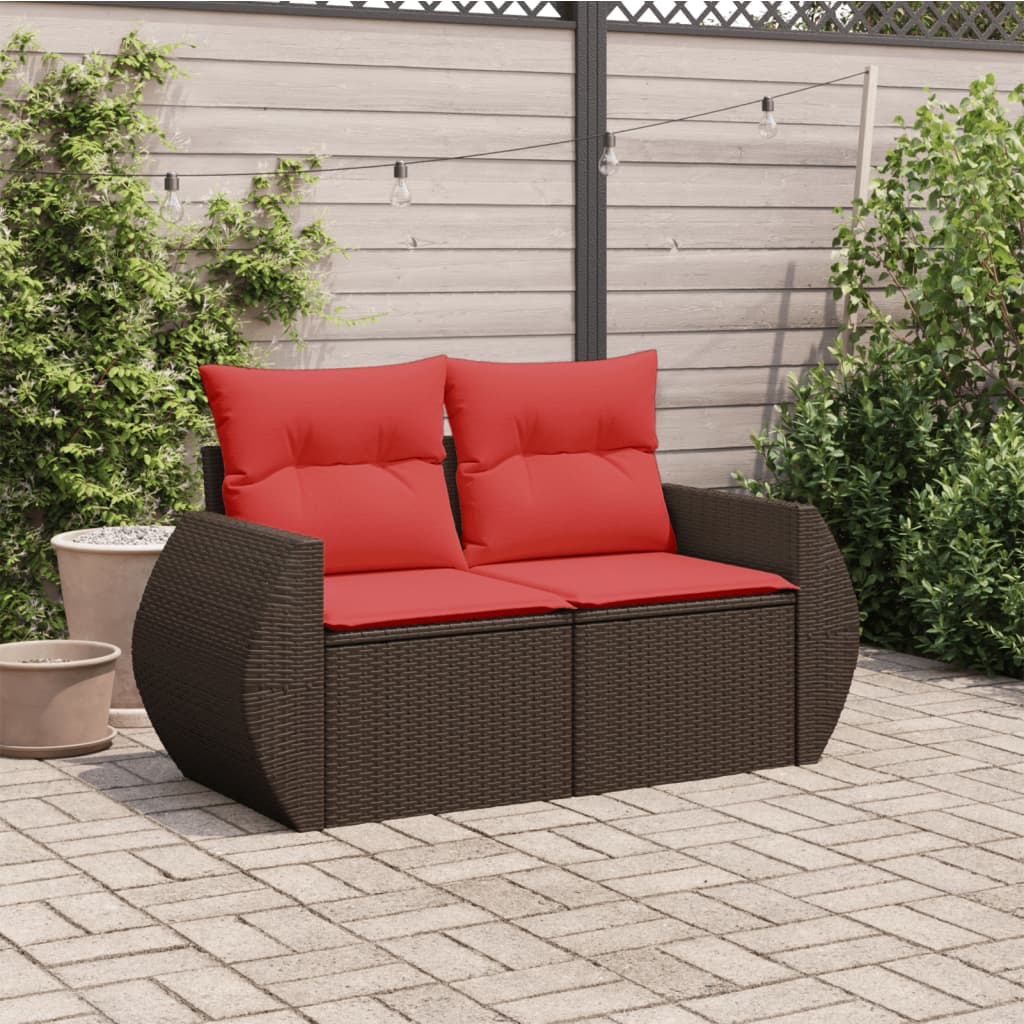 Havesofa Med Hynder 2-personers Polyrattan - Billede 3